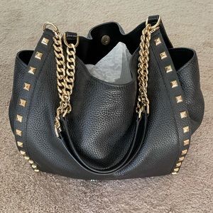Michael Kors Newberry black studded medium chain shoulder tote bag. Like new.